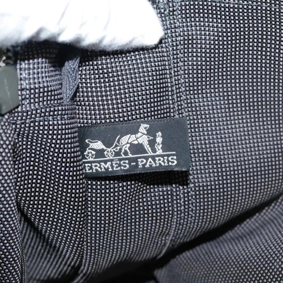 HERMES Her Line MM Hand Bag Canvas Gray Auth 103385 - Picture 10 of 16